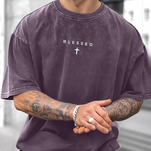 Men's Cotton Cross Print T-Shirt