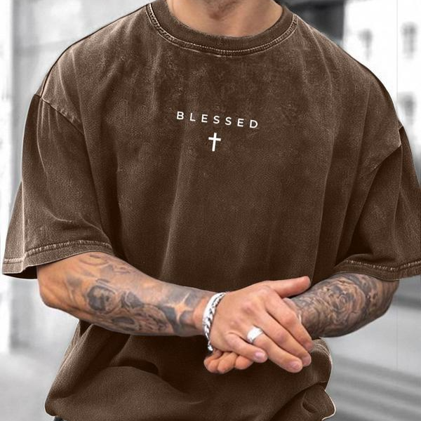 Men's Cotton Cross Print T-Shirt