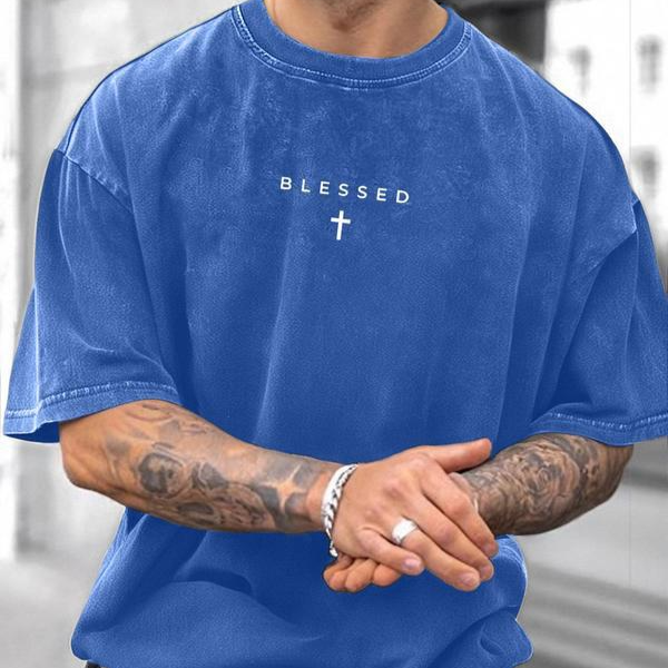 Men's Cotton Cross Print T-Shirt