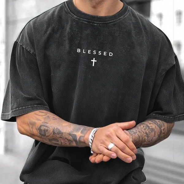 Men's Cotton Cross Print T-Shirt
