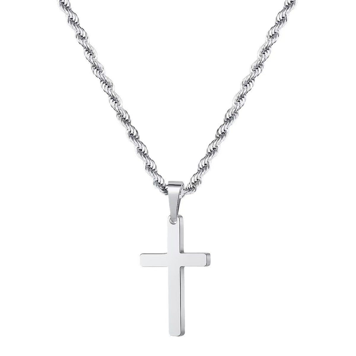 Cross Pendant Twisted Chain Necklace