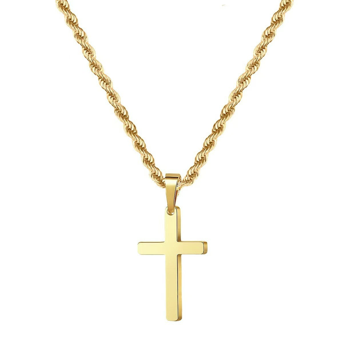 Cross Pendant Twisted Chain Necklace