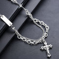 Titanium Steel Cross Layered Necklace for Men