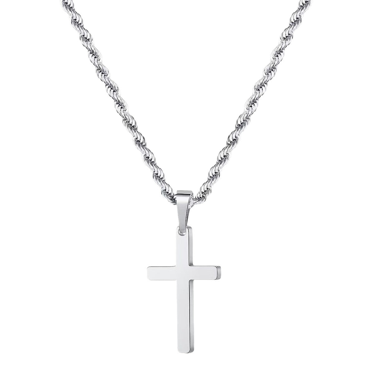 Cross Pendant Twisted Chain Necklace