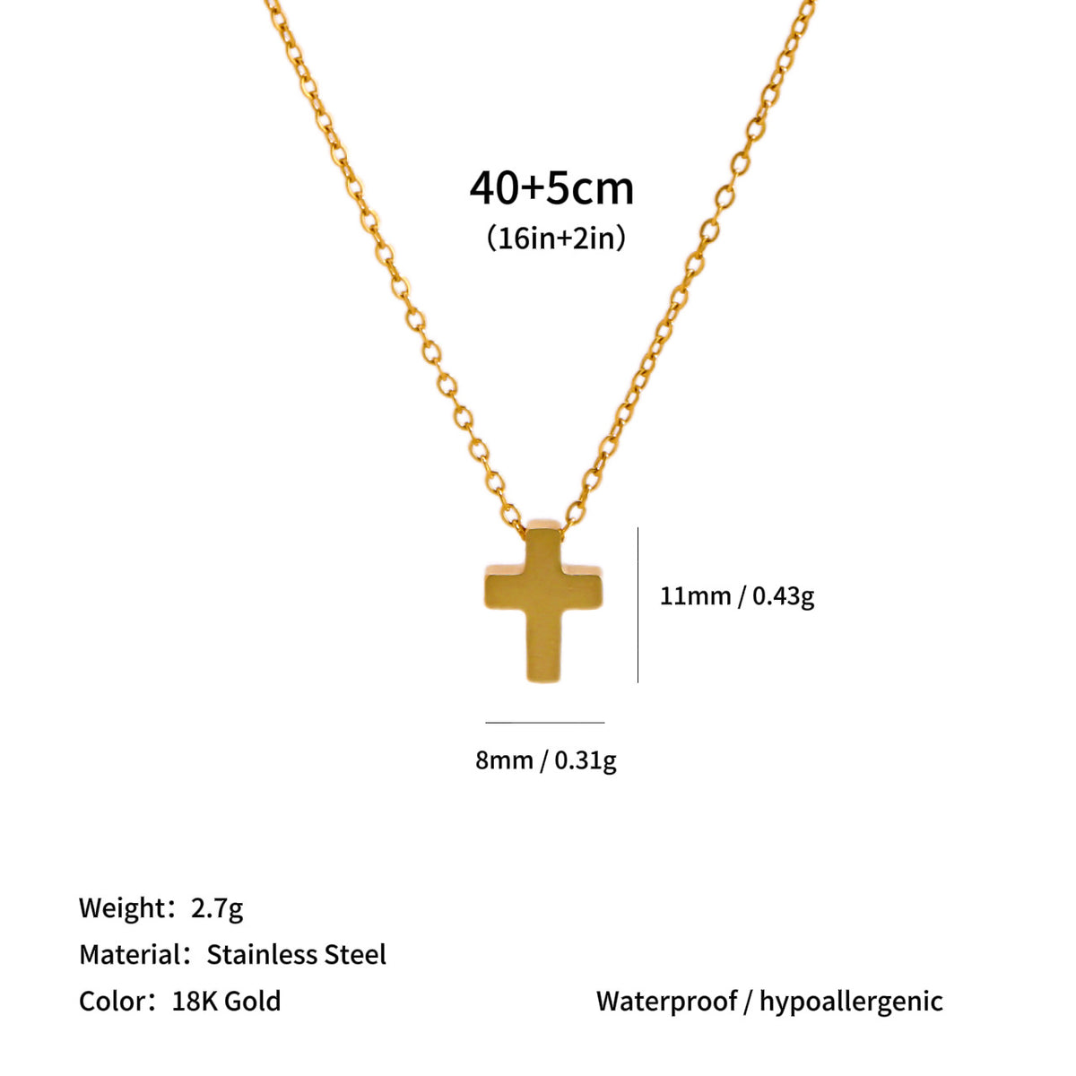 Titanium Steel Cross Heart Pendant Necklace
