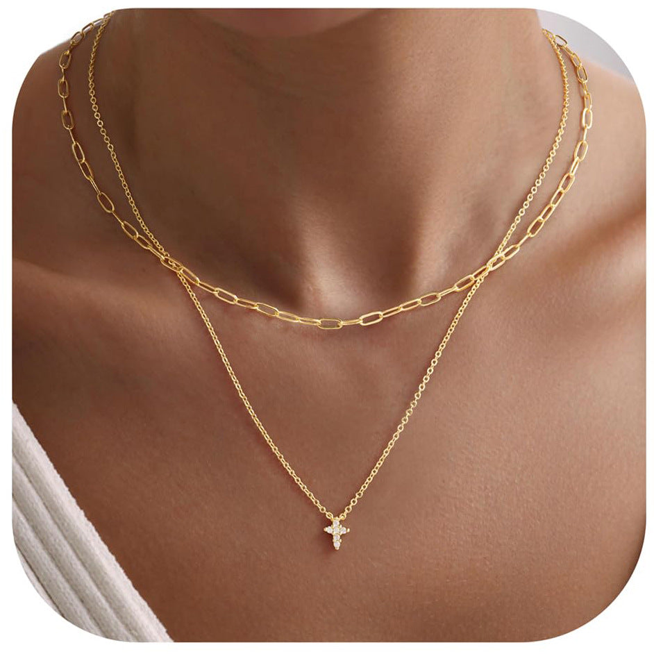 Geometric Cross Copper Necklace