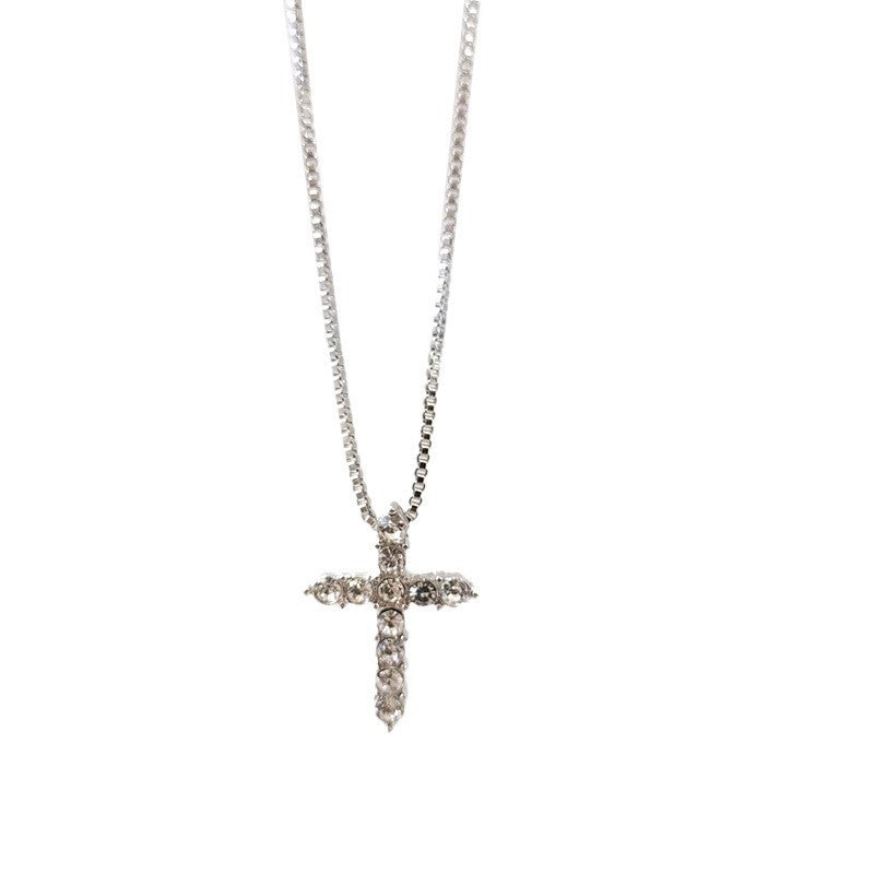 Diamond Encrusted Cross Titanium Steel Necklace