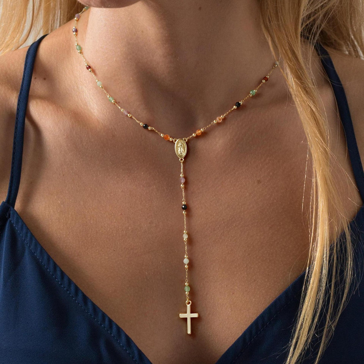 Geometric Cross Copper Necklace